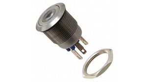 Pushbutton Switch, SPST, Momentary-tactile, 0.05A, 24VDC, Quick Connect Terminal, Panel Mount